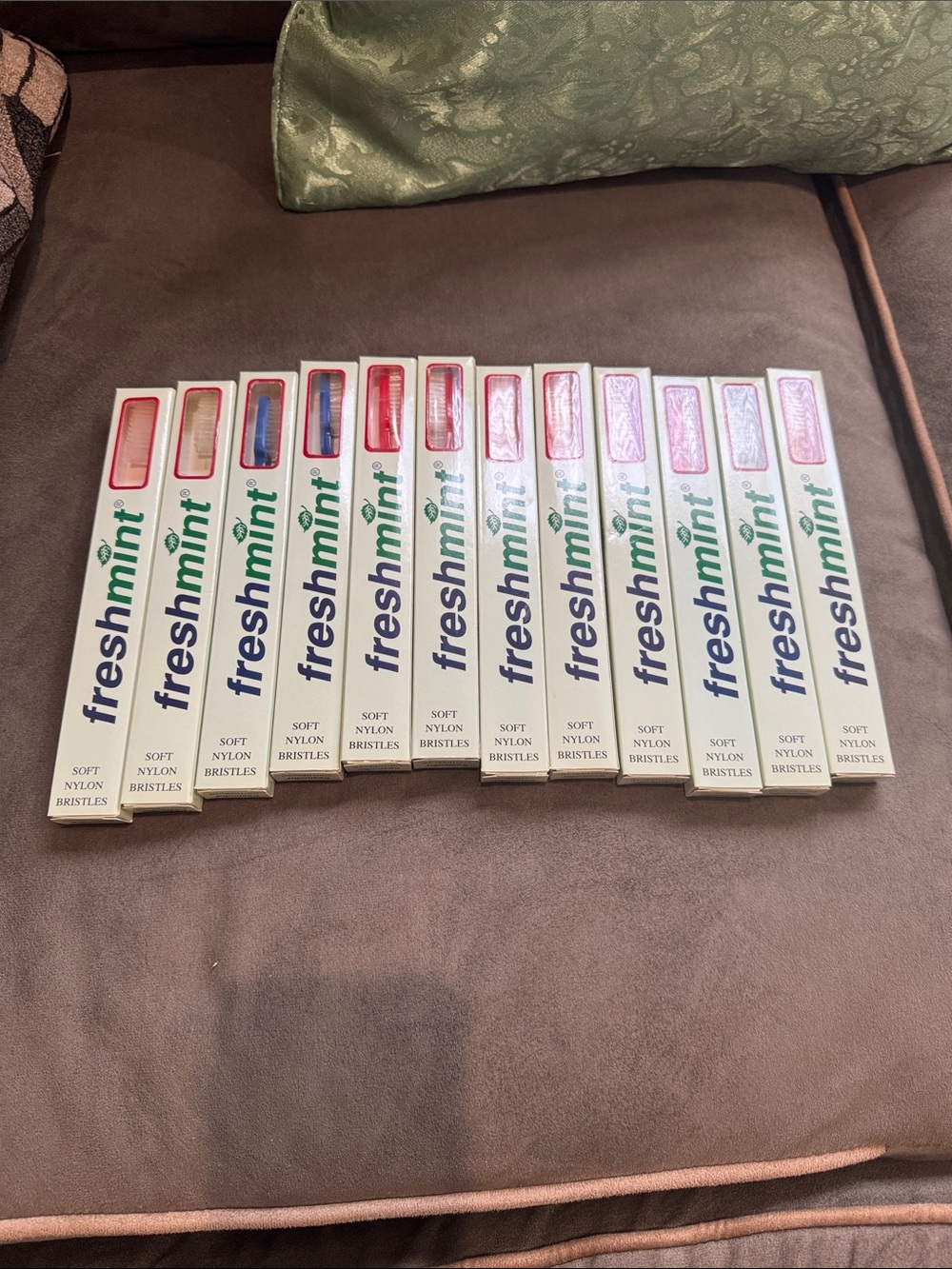 12 Soft Nylon Toothbrushes - Assorted Colored Bristles